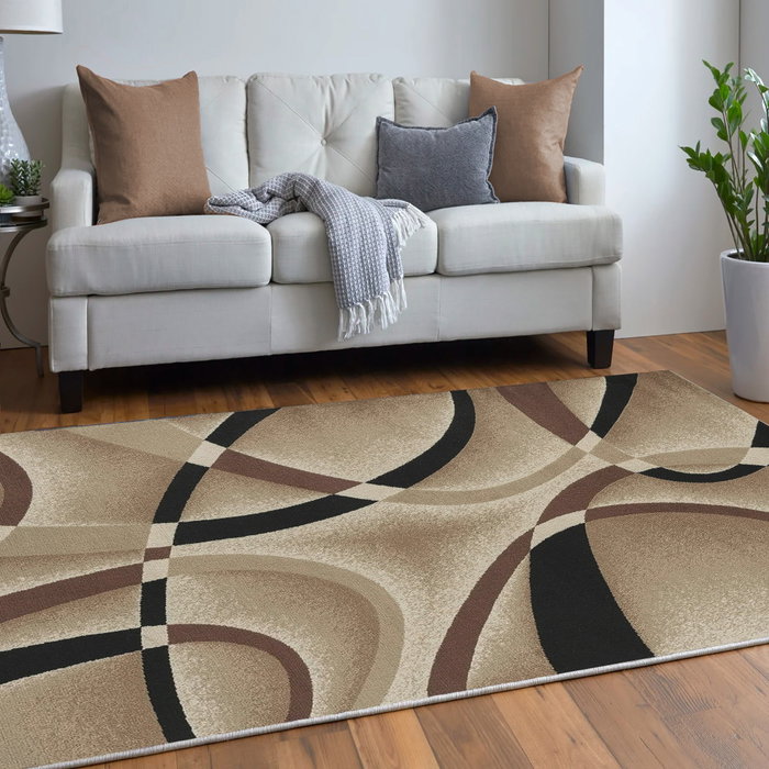 Conceptum Alfombra de 80 x 120 cm en Beige, Negro, Marrón y Crema